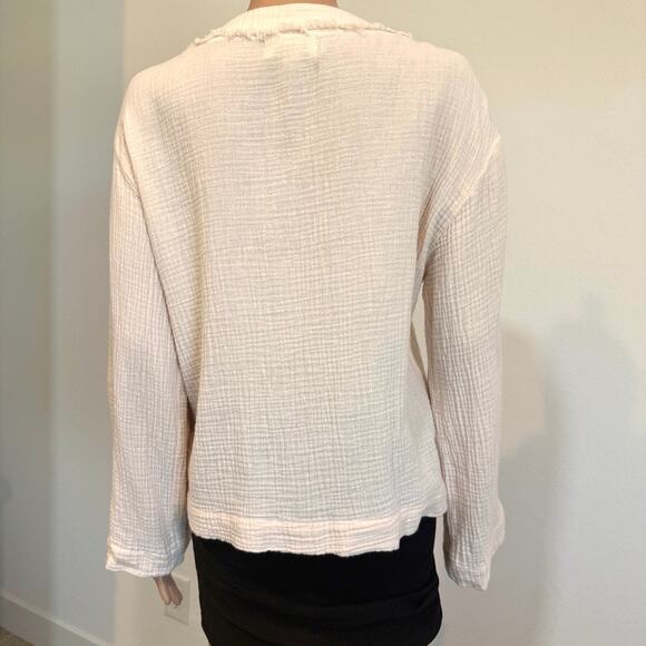 Anthropologie Cloth & Stone medium gauze lattice lace front tie top TLS1 2739 - Picture 7 of 11